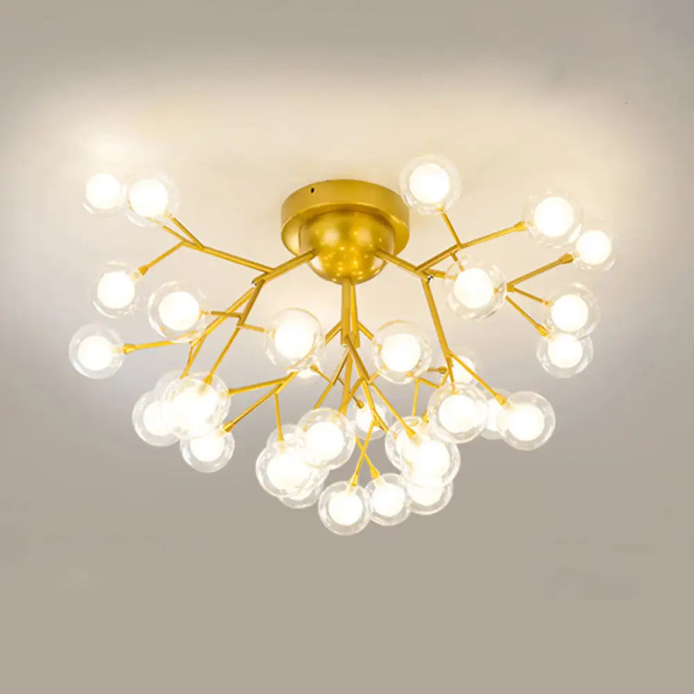 Metallic Tree Branch Led Ceiling Chandelier - Nordic Style Semi Flush Mount 36 / Gold Globe