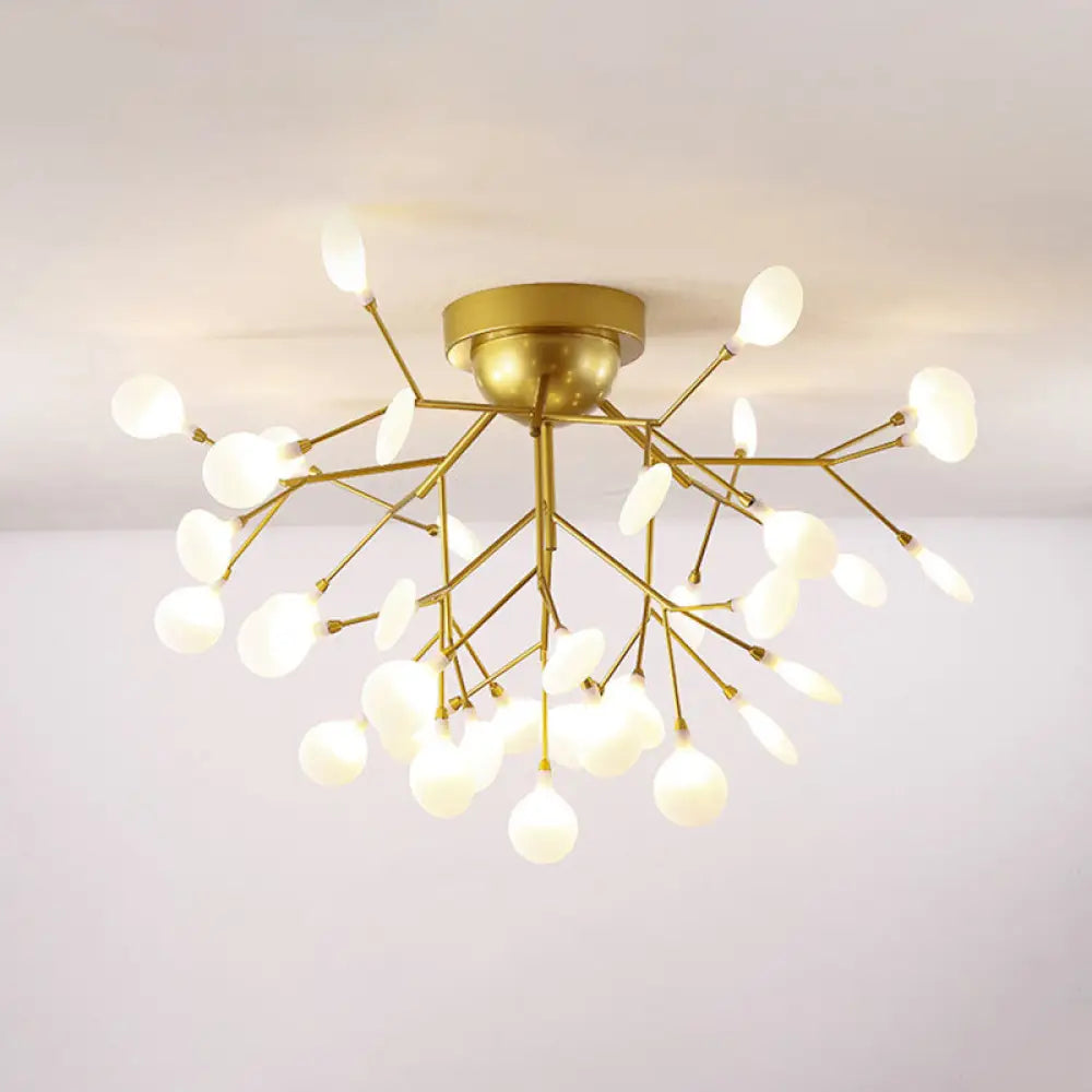 Metallic Tree Branch Led Ceiling Chandelier - Nordic Style Semi Flush Mount 36 / Gold Leaf