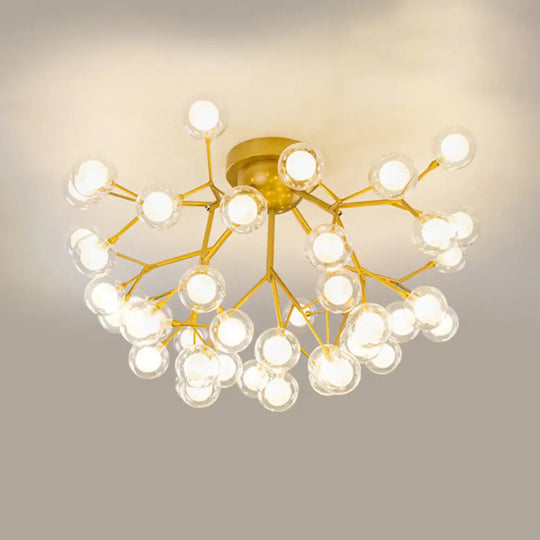 Metallic Tree Branch Led Ceiling Chandelier - Nordic Style Semi Flush Mount 45 / Gold Globe