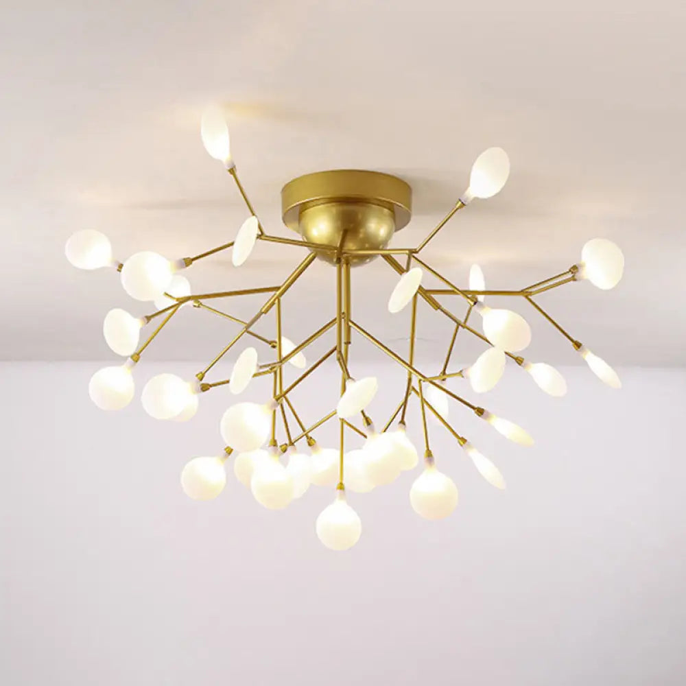 Metallic Tree Branch Led Ceiling Chandelier - Nordic Style Semi Flush Mount 45 / Gold Leaf