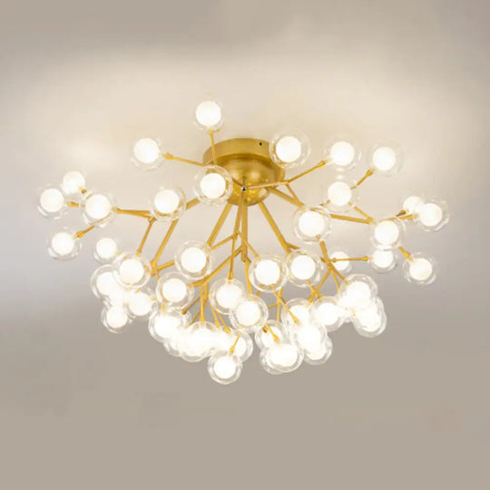 Metallic Tree Branch Led Ceiling Chandelier - Nordic Style Semi Flush Mount 54 / Gold Globe