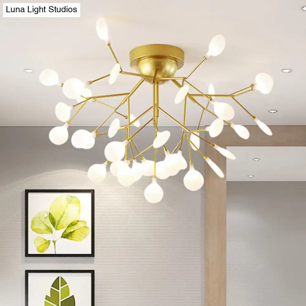 Metallic Tree Branch Led Ceiling Chandelier - Nordic Style Semi Flush Mount