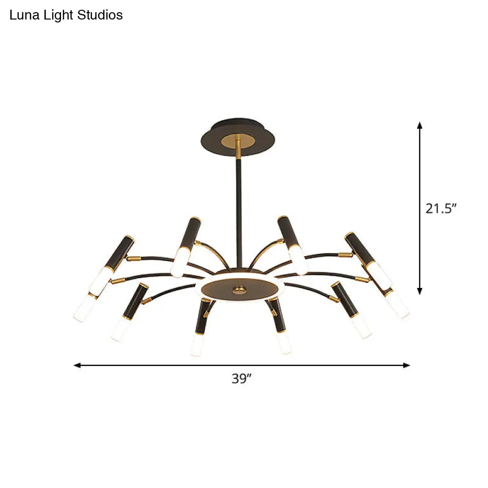 Retro Tube Metallic Chandelier - Black-Gold Suspension Lighting Warm/White Light (6/8/10 Heads)