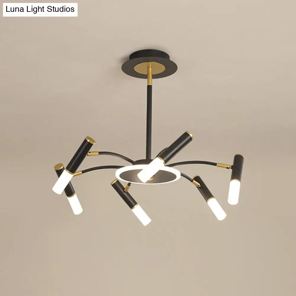 Retro Tube Metallic Chandelier - Black-Gold Suspension Lighting Warm/White Light (6/8/10 Heads)