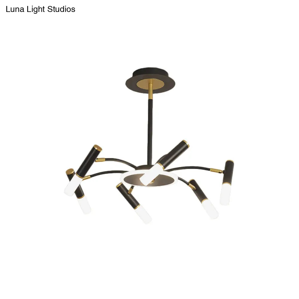 Retro Tube Metallic Chandelier - Black-Gold Suspension Lighting Warm/White Light (6/8/10 Heads)