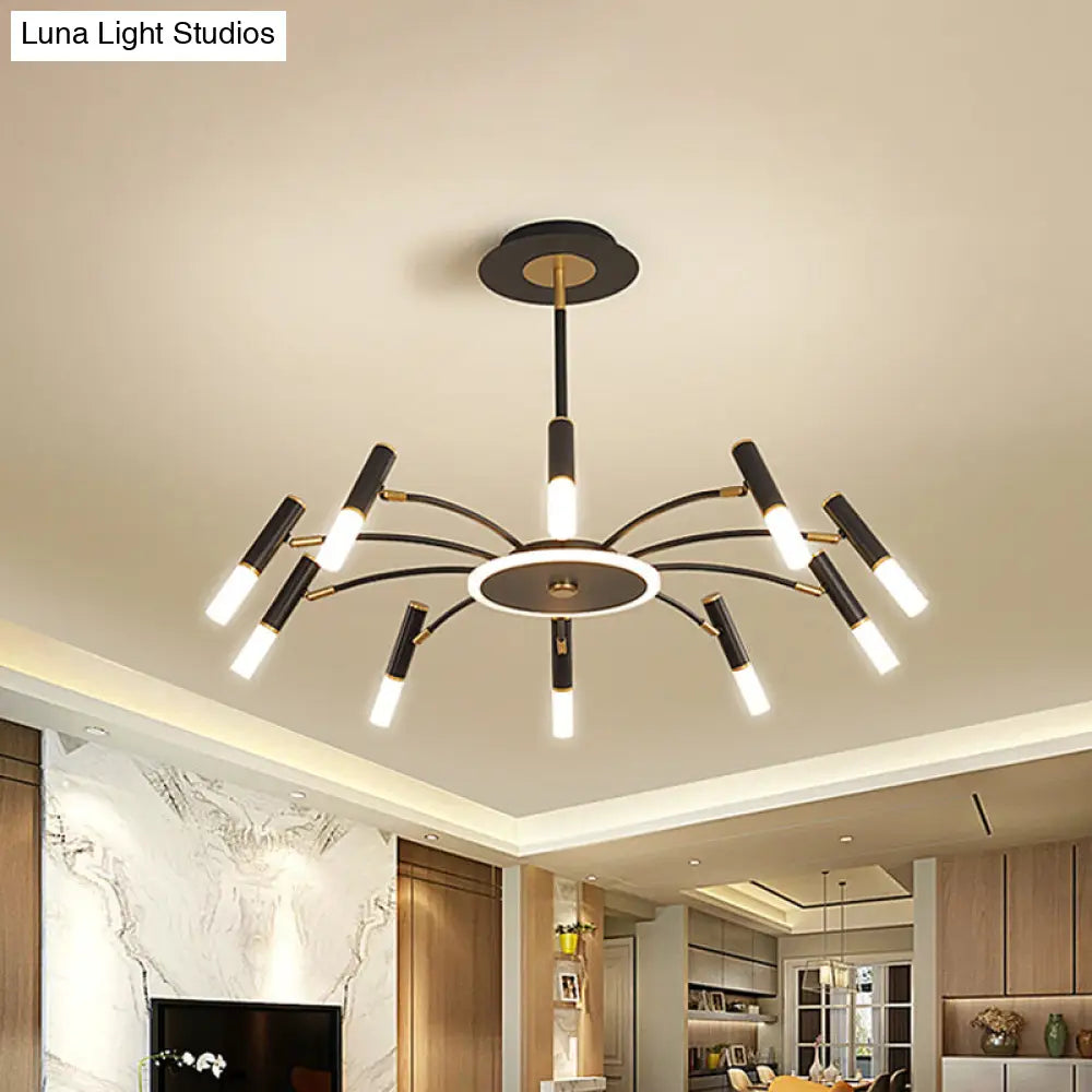 Retro Tube Metallic Chandelier - Black-Gold Suspension Lighting Warm/White Light (6/8/10 Heads) 10 /