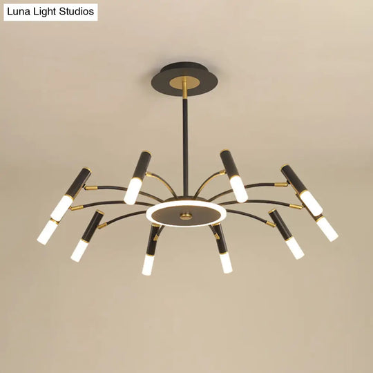 Retro Tube Metallic Chandelier - Black-Gold Suspension Lighting Warm/White Light (6/8/10 Heads)