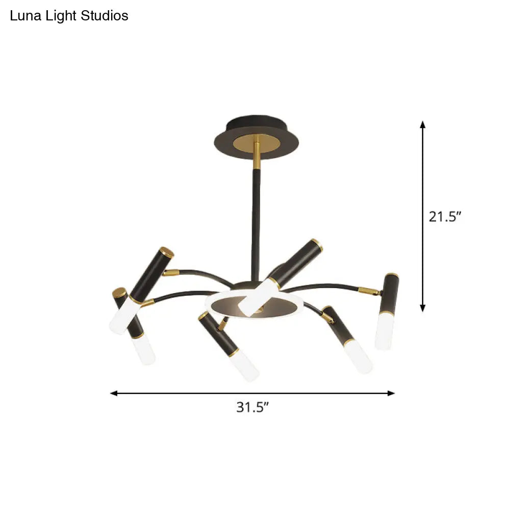 Retro Tube Metallic Chandelier - Black-Gold Suspension Lighting Warm/White Light (6/8/10 Heads)