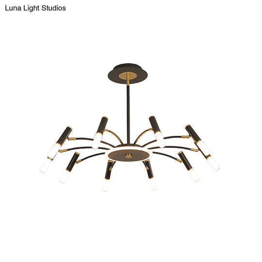 Retro Tube Metallic Chandelier - Black-Gold Suspension Lighting Warm/White Light (6/8/10 Heads)