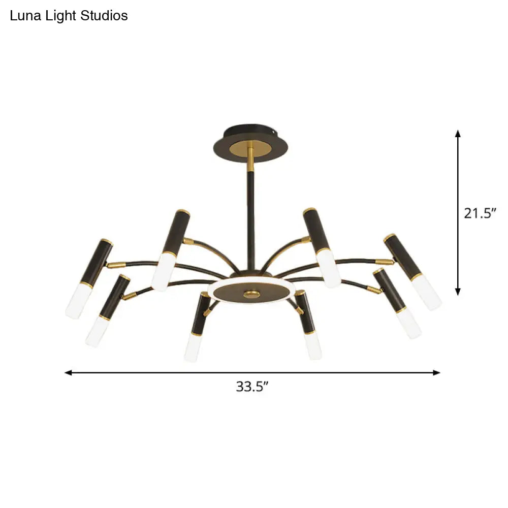 Retro Tube Metallic Chandelier - Black-Gold Suspension Lighting Warm/White Light (6/8/10 Heads)