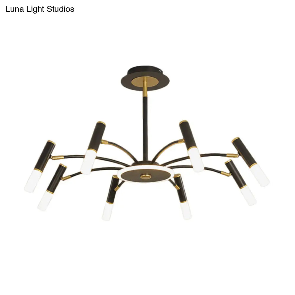 Retro Tube Metallic Chandelier - Black-Gold Suspension Lighting Warm/White Light (6/8/10 Heads)