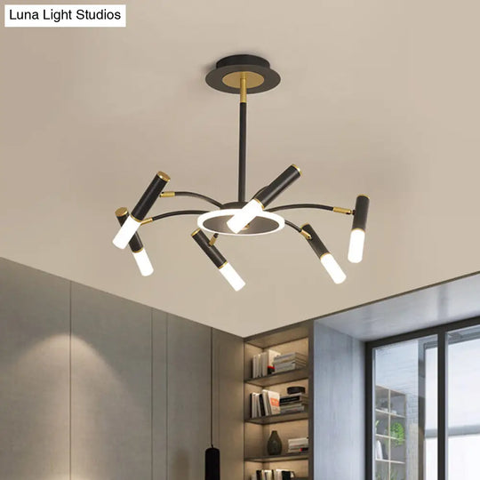 Retro Tube Metallic Chandelier - Black-Gold Suspension Lighting Warm/White Light (6/8/10 Heads) 6 /