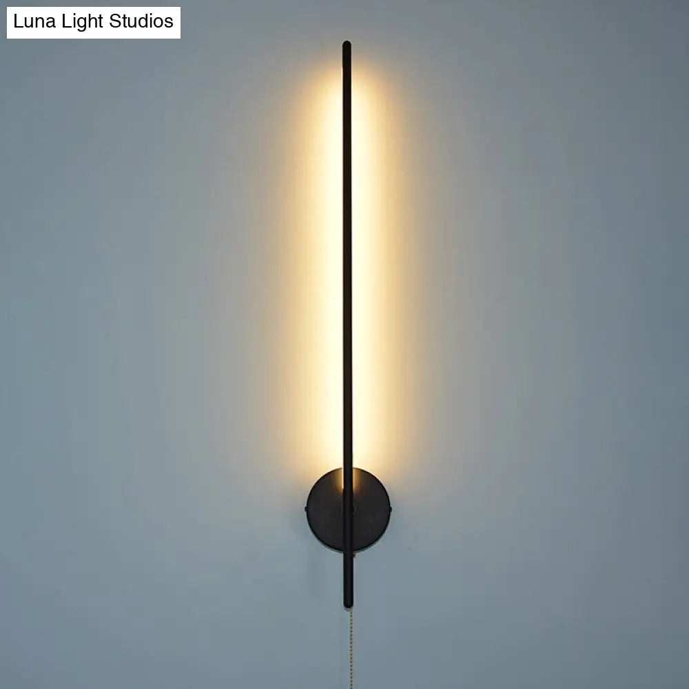 Metallic Tube Wall Mount Led Light With Pull Chain - Black Simplicity For Corridor