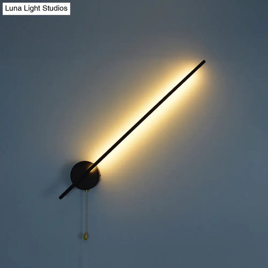 Metallic Tube Wall Mount Led Light With Pull Chain - Black Simplicity For Corridor