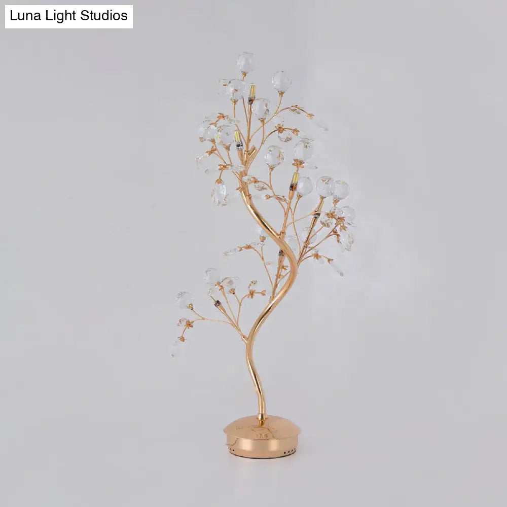 Beveled Crystal Table Light: Postmodern Led Nightstand Lamp In Gold