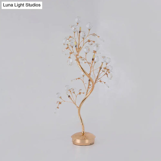 Beveled Crystal Table Light: Postmodern Led Nightstand Lamp In Gold