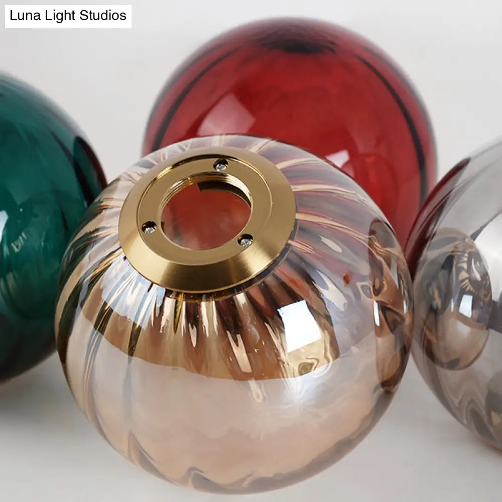 Mid-Century Brass Glass Pendant Light Kit - Restaurant Drop Design