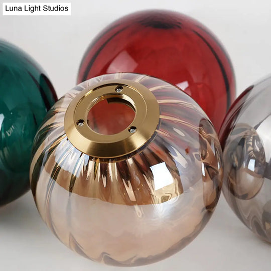 Mid-Century Brass Glass Pendant Light Kit - Restaurant Drop Design