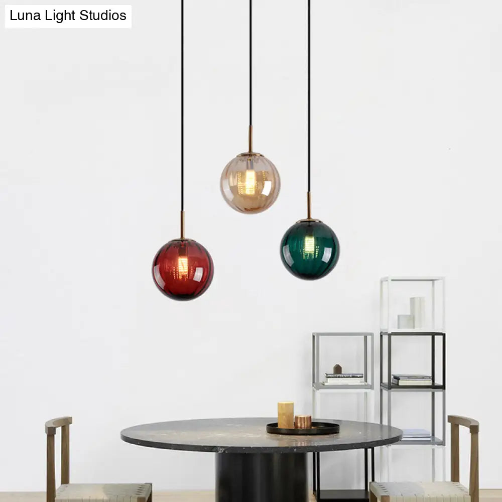 Brass Pendant Light Kit - Mid-Century Glass 1-Light Restaurant Drop