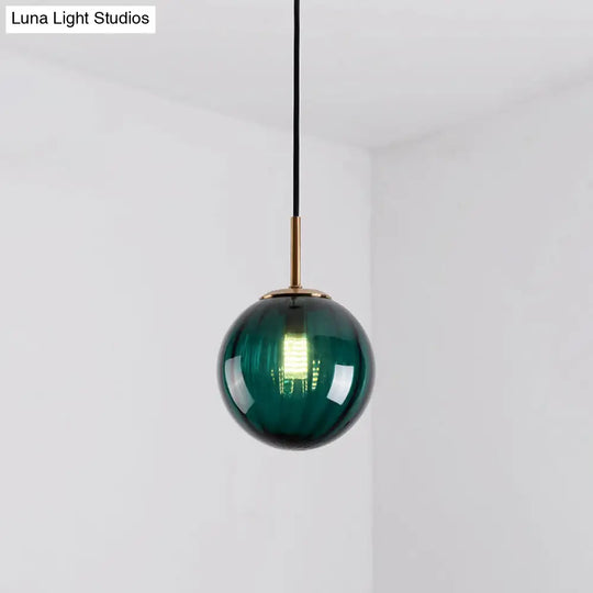 Brass Pendant Light Kit - Mid-Century Glass 1-Light Restaurant Drop Green / 6