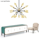 Mid-Century Diamond Shade Chandelier - Amber/Clear Ribbed Glass 9/12/15 Lights Living Room Pendant