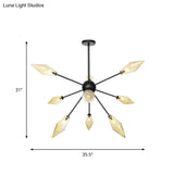 Mid-Century Diamond Shade Chandelier - Amber/Clear Ribbed Glass 9/12/15 Lights Living Room Pendant