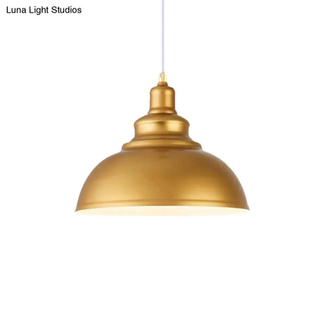 Mid-Century Gold Finish Metal Ceiling Pendant Light - 1 Head With Adjustable Cord 3 Sizes