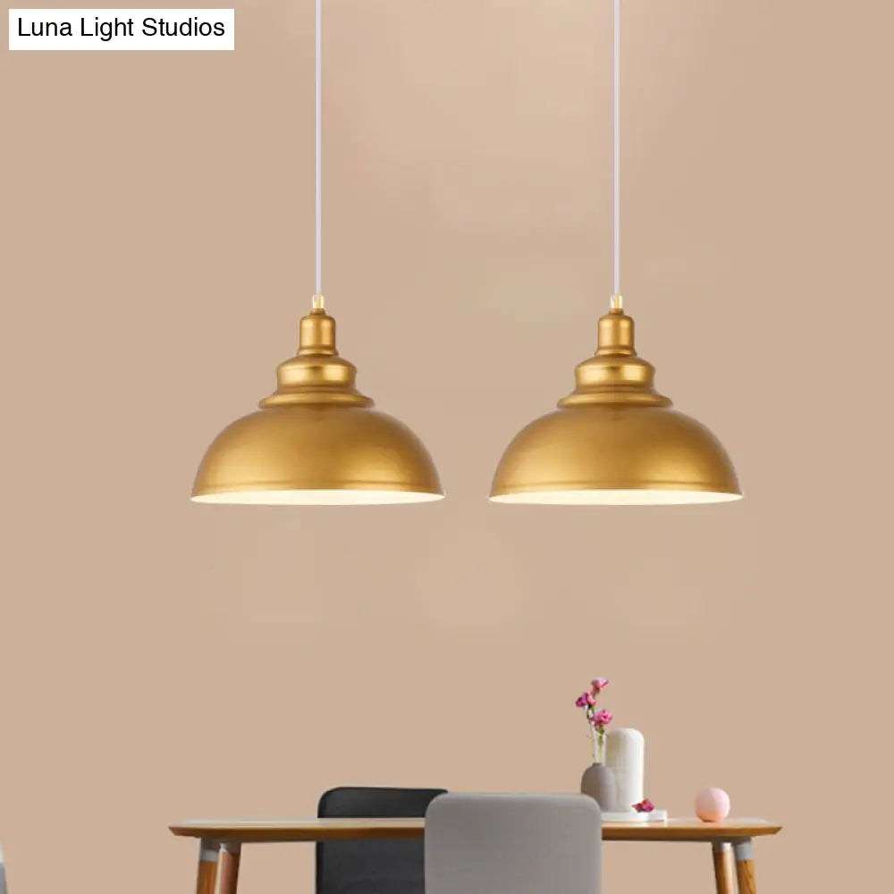 Mid-Century Gold Finish Metal Ceiling Pendant Light - 1 Head With Adjustable Cord 3 Sizes