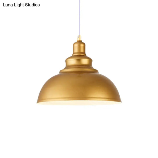 Mid-Century Metal Domed Pendant Ceiling Light With Adjustable Cord - Gold Finish 1 Head Ideal For