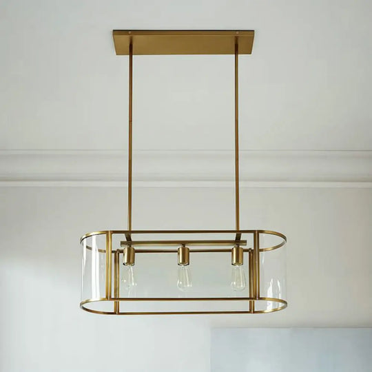 Mid Century Gold Translucent Glass Pendant Light - 3 Head Suspended Fixture