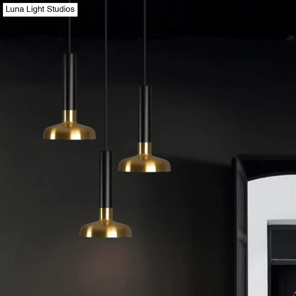 Mid Century Led Torch Metal Pendant Ceiling Lamp - Black-Gold For Kitchen Dinette