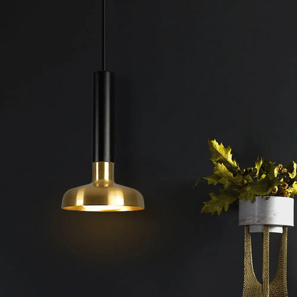 Mid Century Led Torch Metal Pendant Ceiling Lamp - Black-Gold For Kitchen Dinette