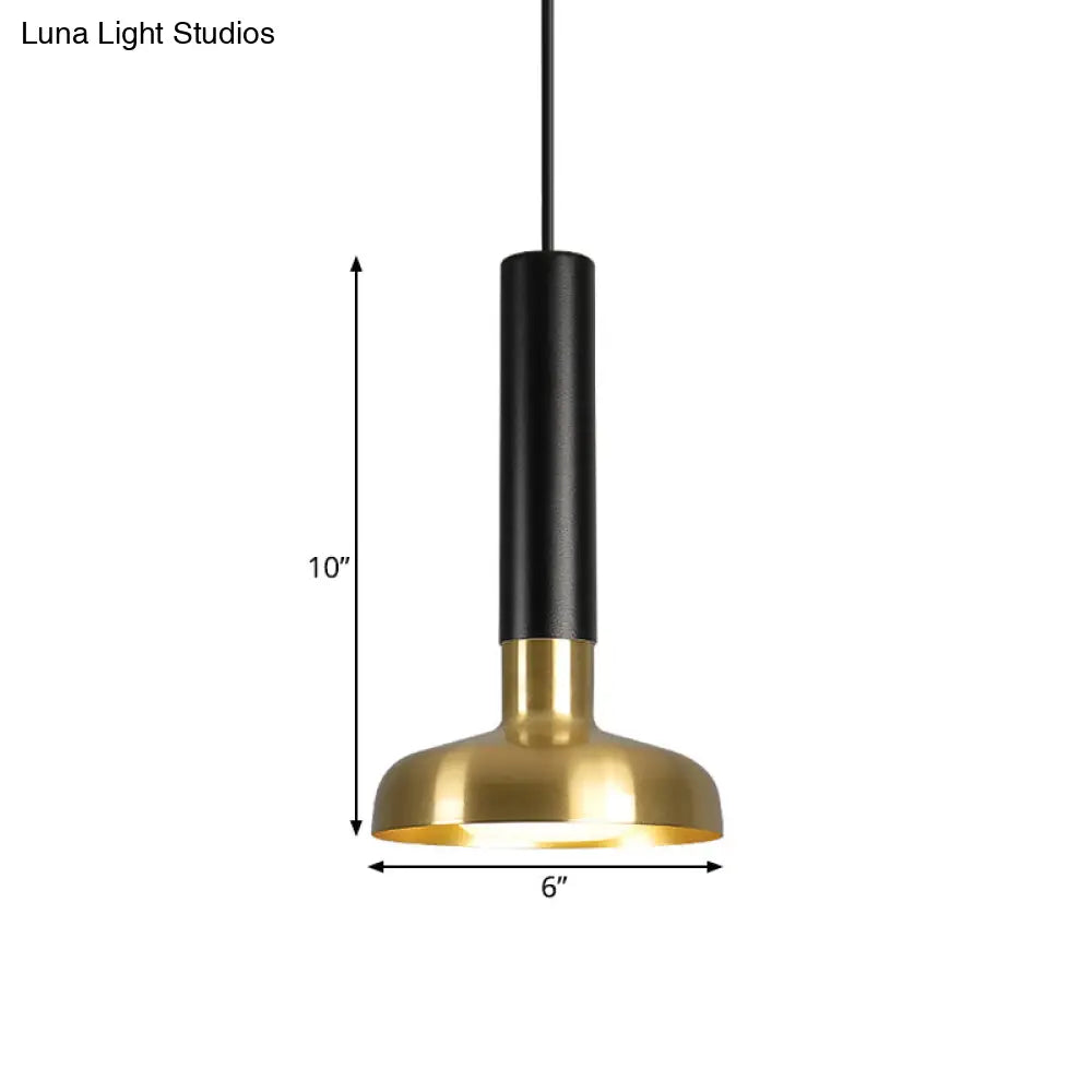 Modern Mid Century Led Torch Pendant Lamp In Black-Gold For Kitchen Dinette