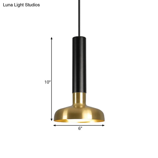 Modern Mid Century Led Torch Pendant Lamp In Black-Gold For Kitchen Dinette