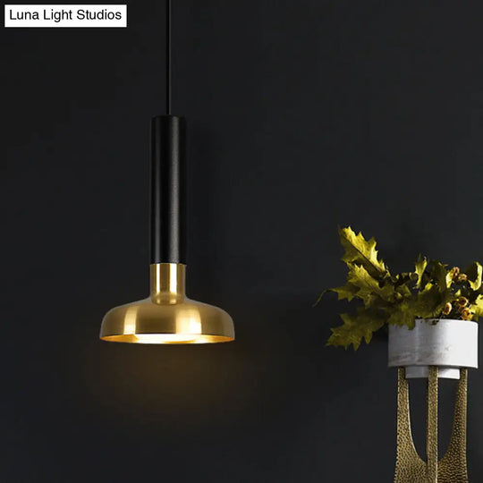 Modern Mid Century Led Torch Pendant Lamp In Black-Gold For Kitchen Dinette