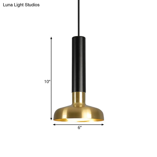 Mid Century Led Torch Metal Pendant Ceiling Lamp - Black-Gold For Kitchen Dinette