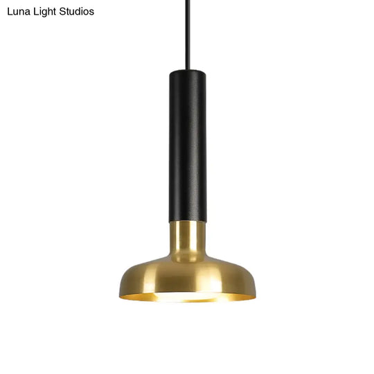 Mid Century Led Torch Metal Pendant Ceiling Lamp - Black-Gold For Kitchen Dinette