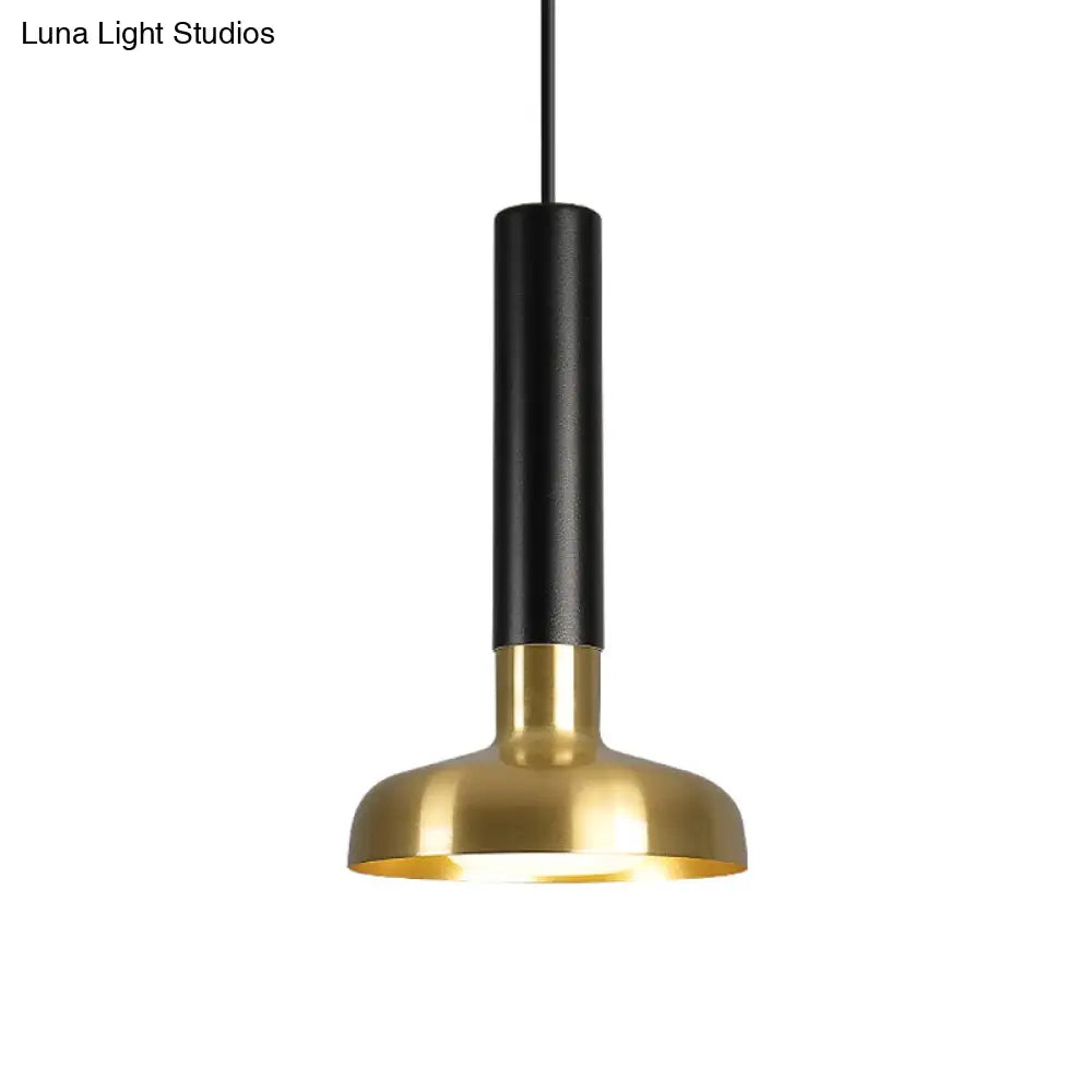 Modern Mid Century Led Torch Pendant Lamp In Black-Gold For Kitchen Dinette