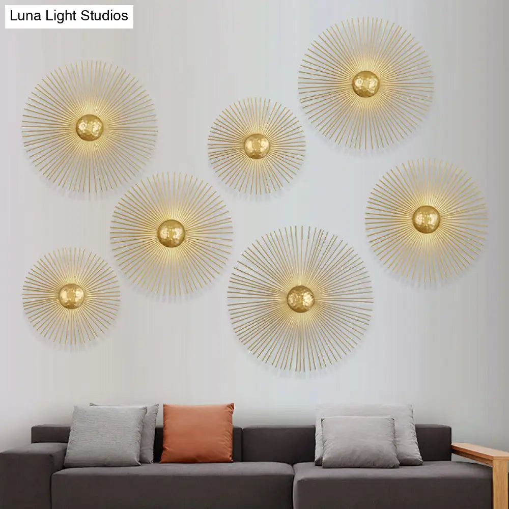 Mid Century Metal Brass Led Circle Wall Sconce Light Multiple Sizes (8/12/16 Dia)