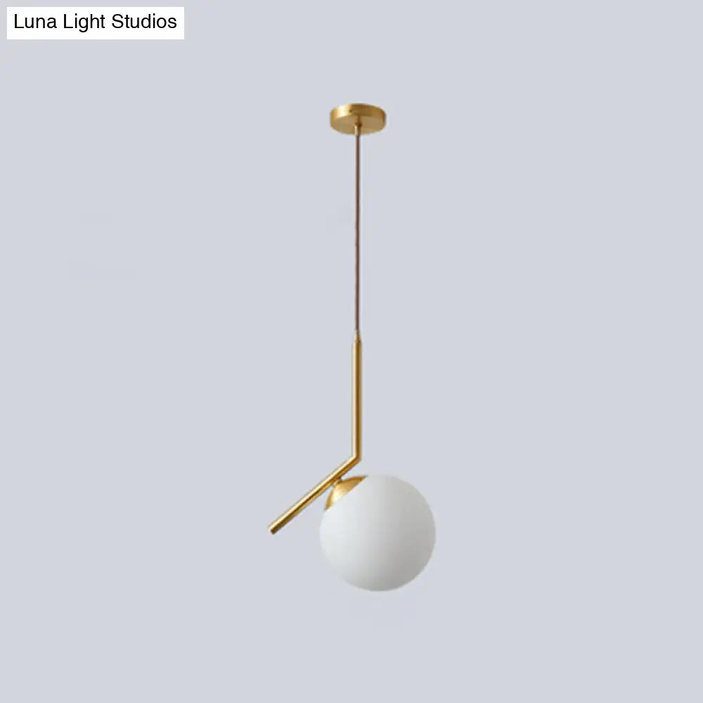 Mid Century Modern Glass Pendant Light Fixture - Stylish & Serene Bedroom Illumination Brass