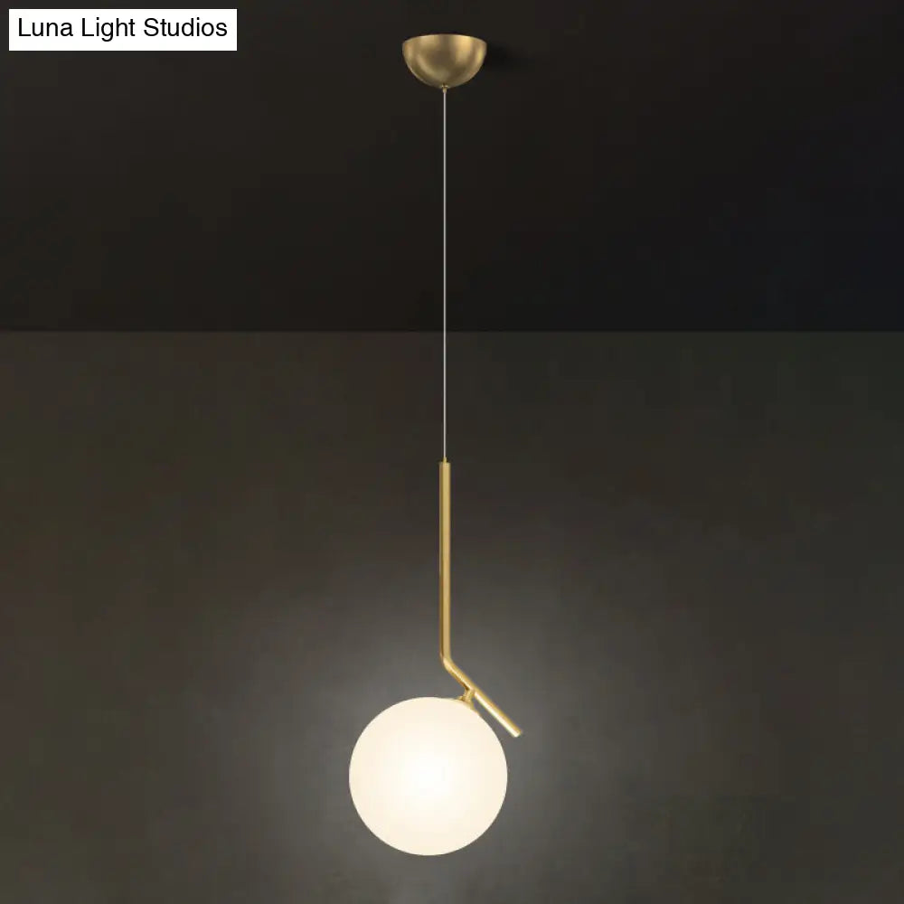 Mid-Century Opal Frosted Glass Globe Pendant Light Elegant 1-Light Hanging Lamp Gold / 12