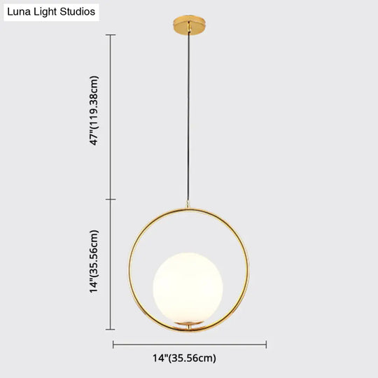 Mid-Century Opal Frosted Glass Globe Pendant Light Elegant 1-Light Hanging Lamp