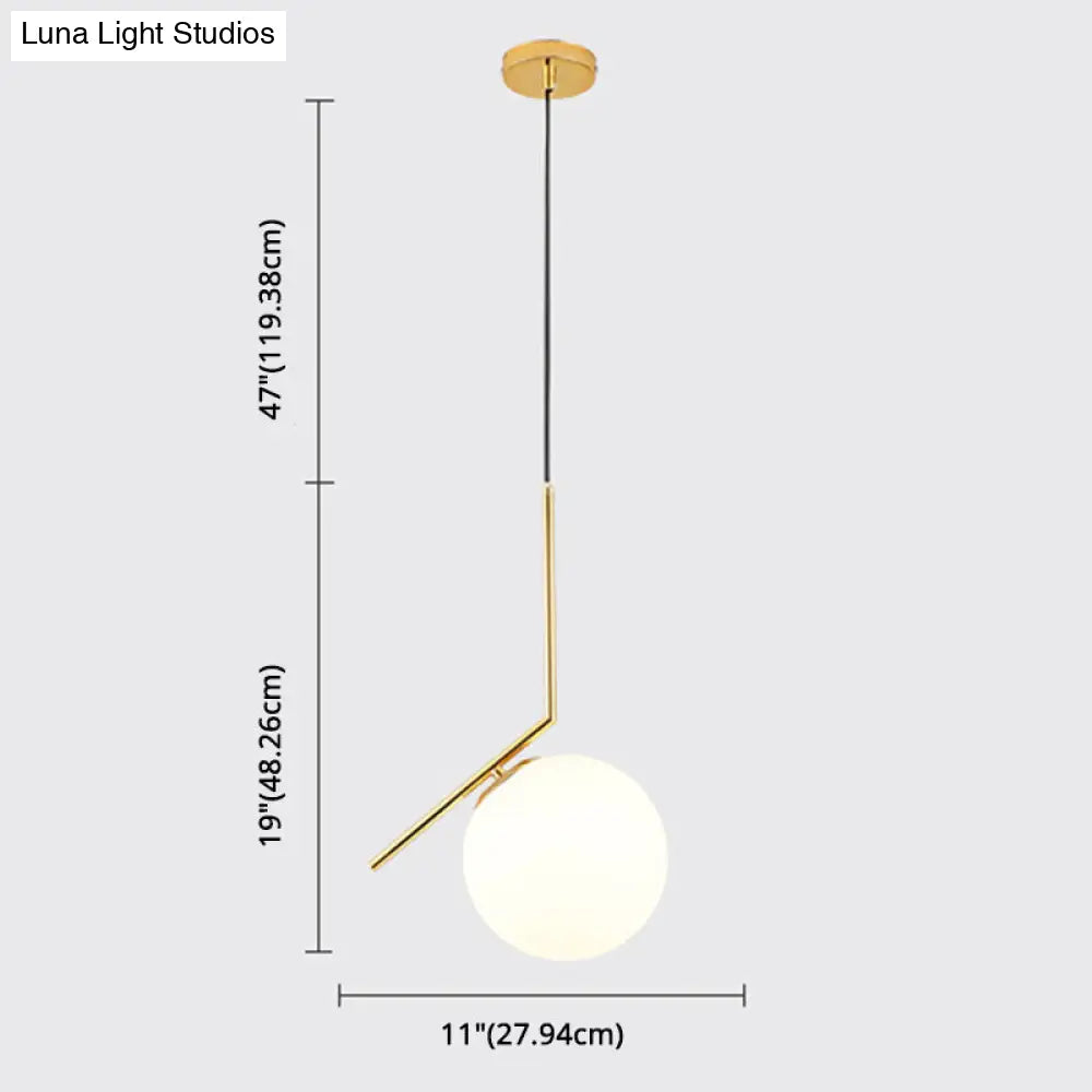 Mid-Century Opal Frosted Glass Globe Pendant Light Elegant 1-Light Hanging Lamp