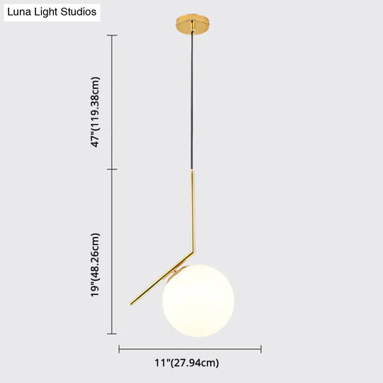 Mid-Century Opal Frosted Glass Globe Pendant Light Elegant 1-Light Hanging Lamp