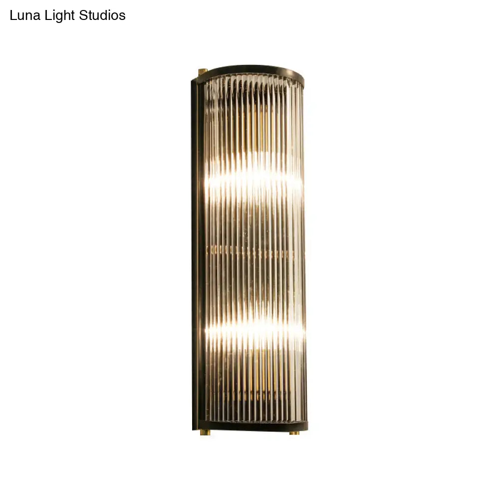 Mid-Century Semi Cylindrical Wall Light With Brass/Black Finish Metal 1/2-Head Mounted Fixture