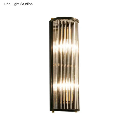 Mid-Century Semi Cylindrical Wall Light With Brass/Black Finish Metal 1/2-Head Mounted Fixture