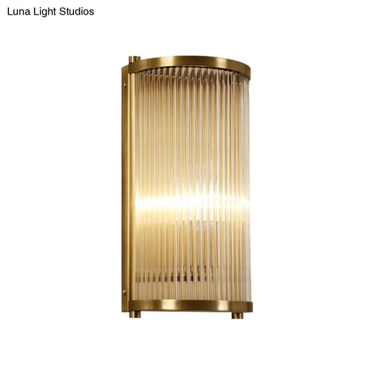 Mid-Century Semi Cylindrical Wall Light With Brass/Black Finish Metal 1/2-Head Mounted Fixture