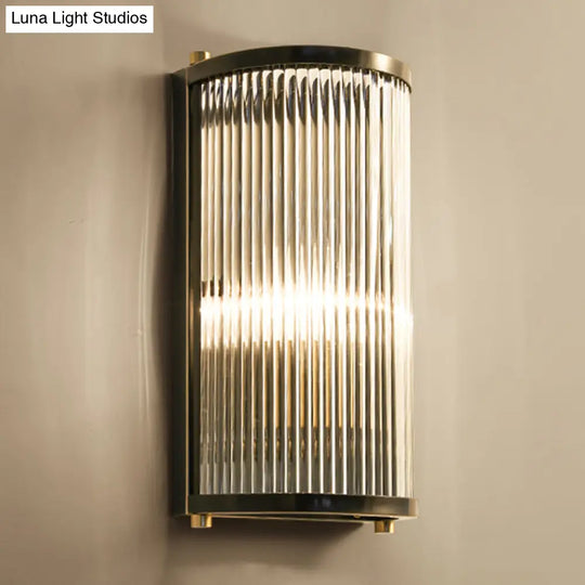 Mid-Century Semi Cylindrical Wall Light With Brass/Black Finish Metal 1/2-Head Mounted Fixture