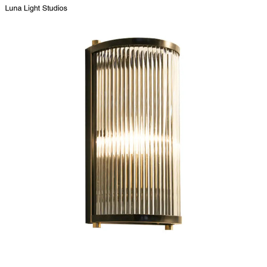 Mid-Century Semi Cylindrical Wall Light With Brass/Black Finish Metal 1/2-Head Mounted Fixture