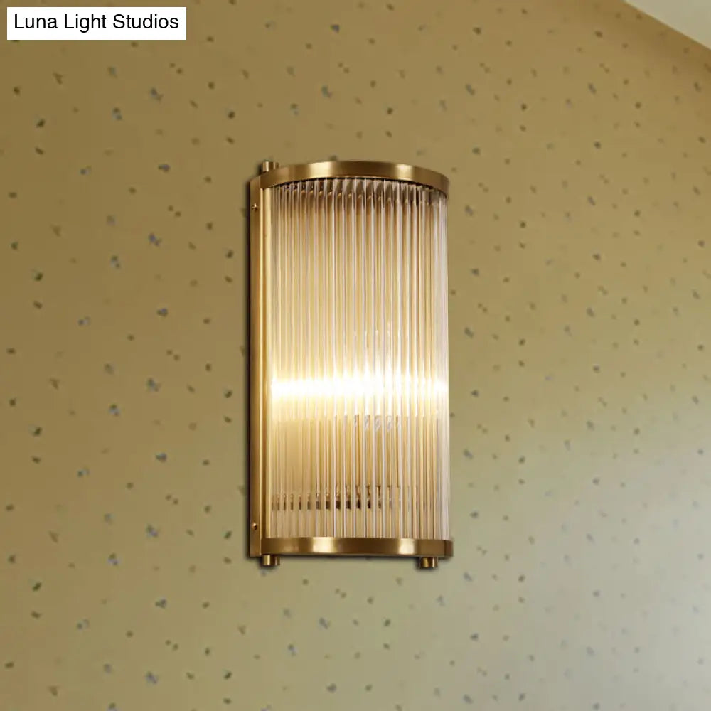 Mid-Century Semi Cylindrical Wall Light With Brass/Black Finish Metal 1/2-Head Mounted Fixture